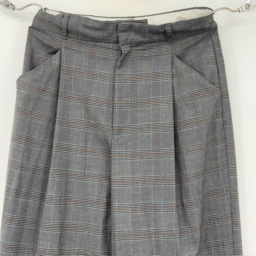 Zara Women Multicolor Plaid High Waist Pants XS Straight Leg
